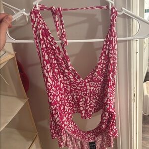 SHEIN Pink and White Patterned Top